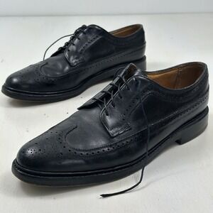VTG Florsheim Imperial Kenmoor Shoes Men 11 C Black Pebble Grain Leather Wingtip